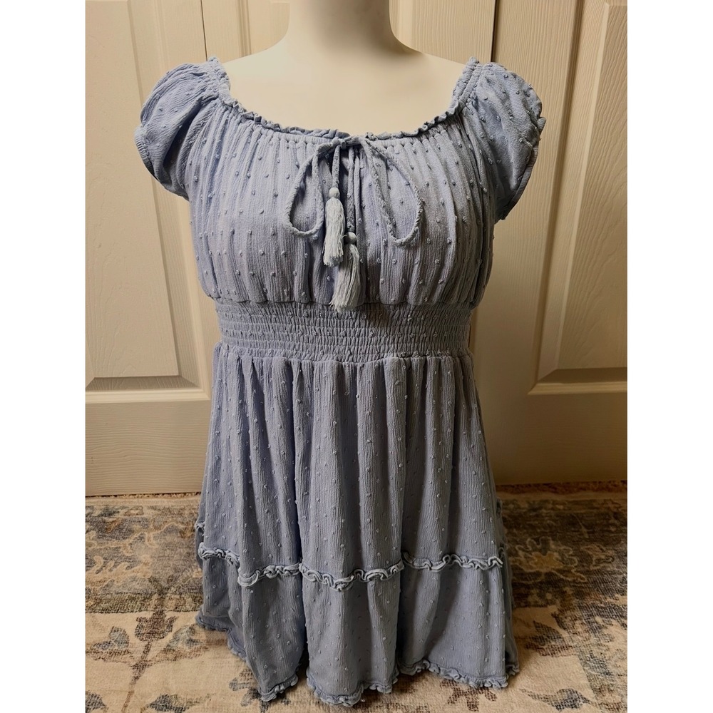 Babydoll Cottagecore Shirt in Blue Size Medium